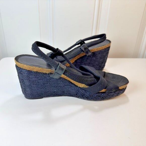 Donald J. Pliner Black Bowie Straw Wedge Sandals Shoes Women's Size 7.5M - Picture 8 of 9